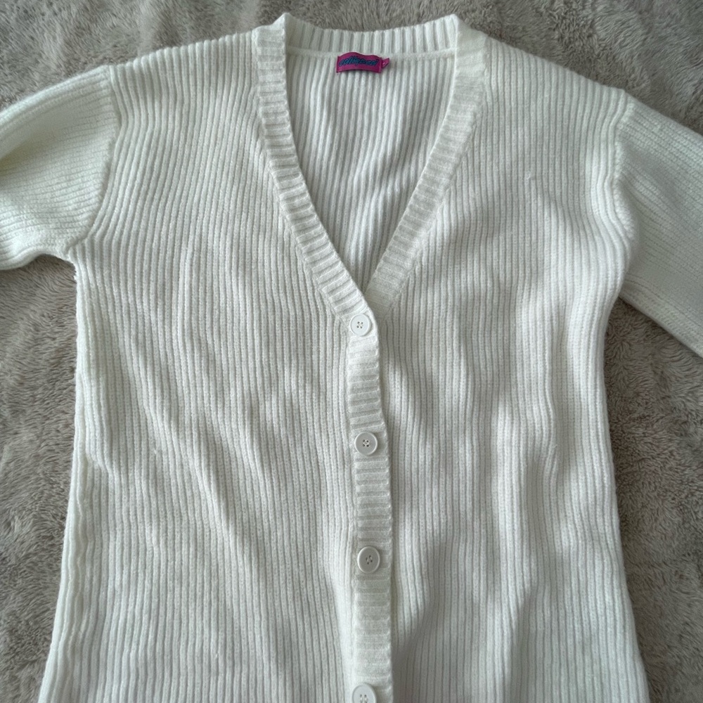 Edikted Ivory Ribbed V-Neck Cardigan